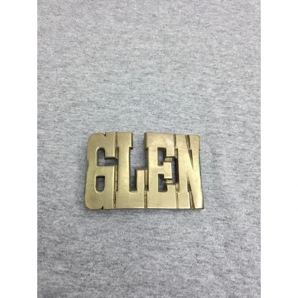 Solid Brass Vintage Name Glen Heavy Sturdy Belt Buckle Personalized Western